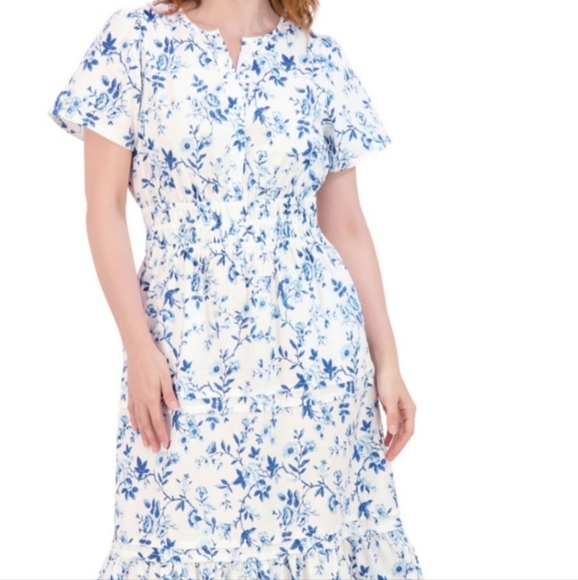 Floral Blue and White Dress - Picture 1 of 6